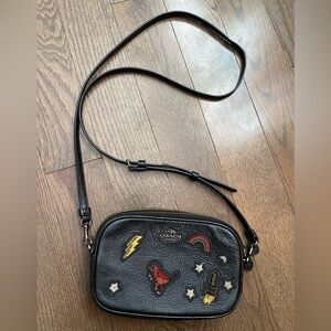 Coach Souvenir Embroidered Patches Crossbody Wristlet Clutch Bag Purse